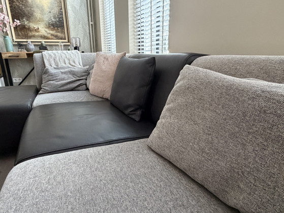 Image 1 of Montèl-Ecksofa – Moncanta-Stoff und Caffè-Leder – sehr guter Zustand