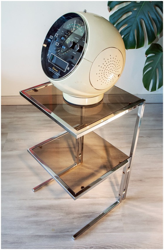 Image 1 of 1970s chrome and smoked glass side table