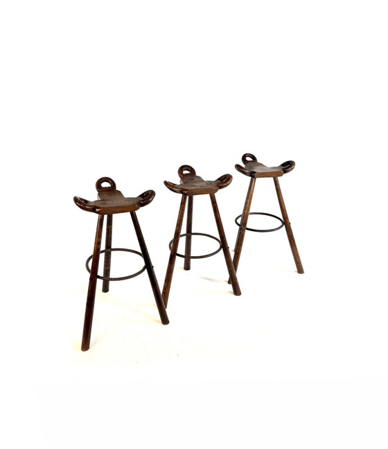Image 1 of 3x tabourets de bar vintage 'Marbella', Conoform '60