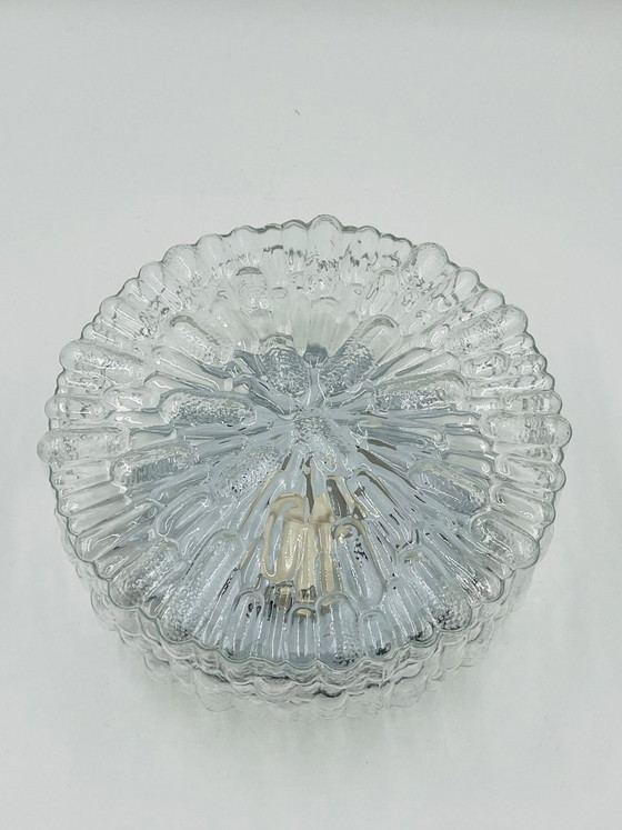 Massive modernist ceiling light in molded glass (photo 3 of 12)