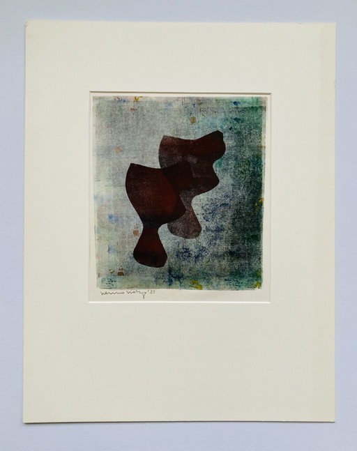 Linoleografia astratta vintage - anni '80