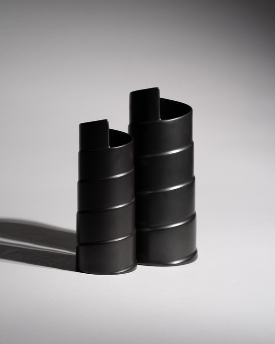 Image 1 of Marcello Morandini &amp; Tapio Wirkkala Rosenthal Dúo de jarrones de porcelana mate Noire