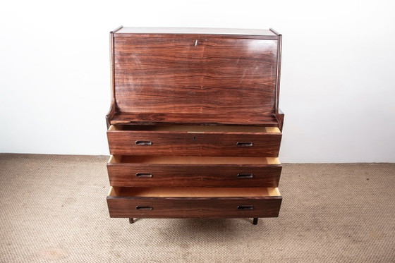 Image 1 of Secretaire, scrivania, danese in palissandro modello 37 di Arne Wahl Iversen per Vinde Mobelfabrik 1960.