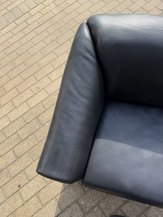 Image 1 of De Sede DS47 3-Sitzer in Büffelleder 5 mm NECK Schwarzes Leder, ausziehbarer Sitz