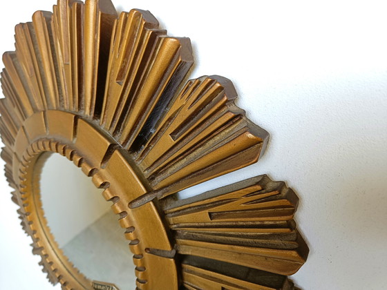 Image 1 of Vintage Golden Sunburst Mirror, 1960s