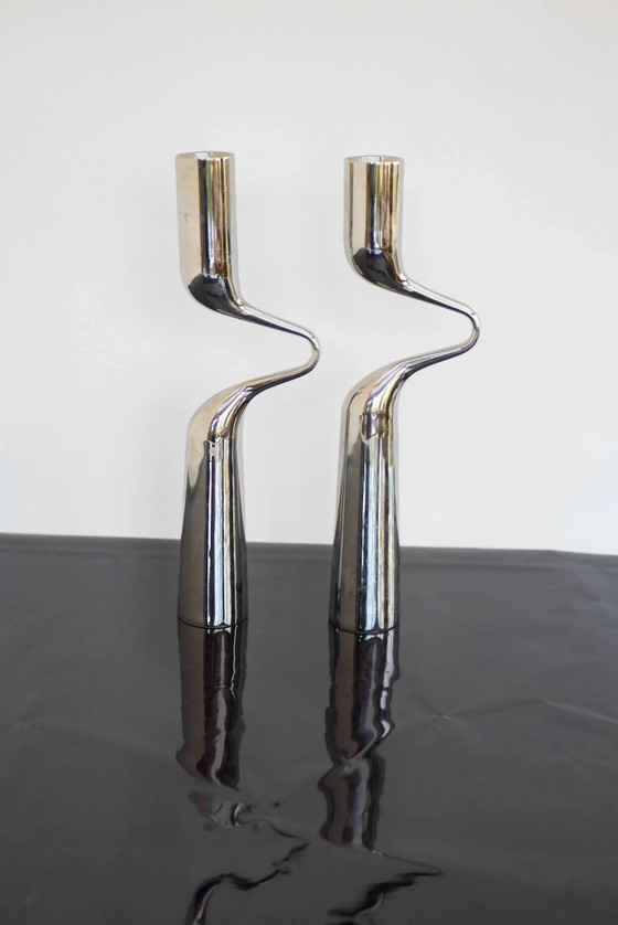Image 1 of Skulpturale Kerzenhalter, „Tango/Double“, modernes dänisches Design von Mikaela Dörfel