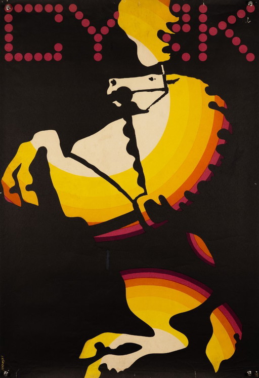 CYRK Pferd – 1979 – Original Vintage Zirkusplakat von Janowski – Polnische Plakatkunst – 97 x 66 cm – posters, Paper