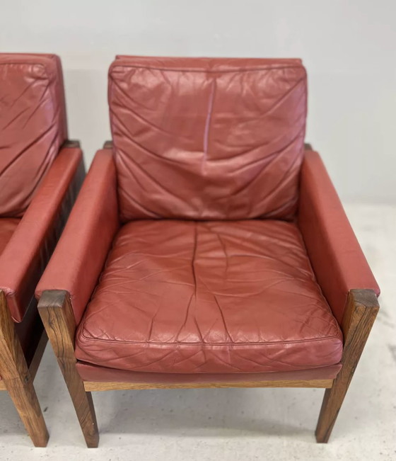 Image 1 of Vintage Danish Lounge Chairs In Rosewood And Leather. 1960s.