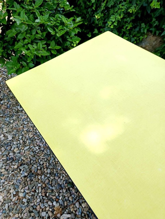 Image 1 of 1960s vintage lemon-yellow formica table