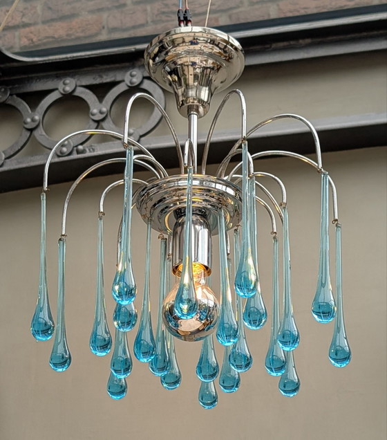 Murano Lighting Paolo Venini 60's, Chrome, Murano Glass, Blue (photo 6 of 6)