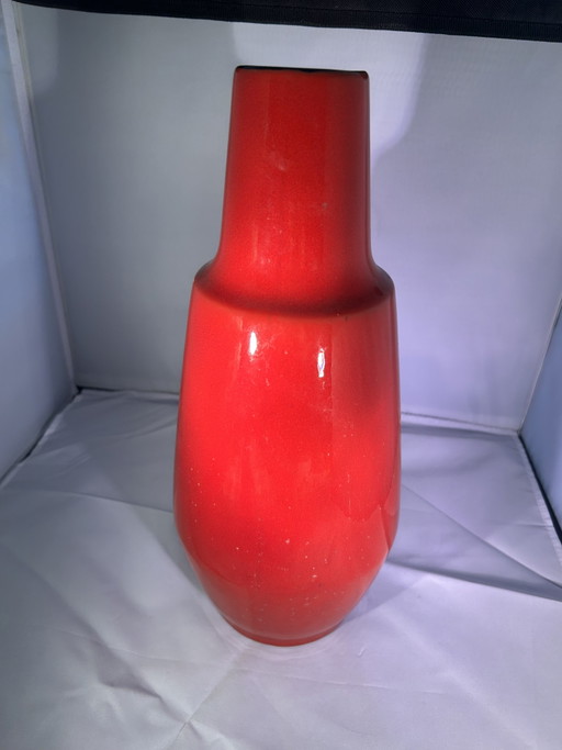 Cracked large vase red 407-35 W-Germany