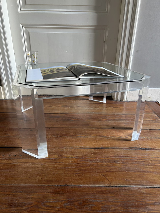 Image 1 of Tavolino da caffè ottagonale in acrilico e vetro di David Lange – 1978