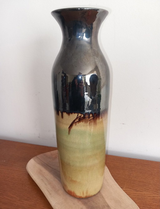 “Shadow & Light” Sculpture Vase – Ceràmica Planas Marquès (La Bisbal) – Signed Piece 33cm 