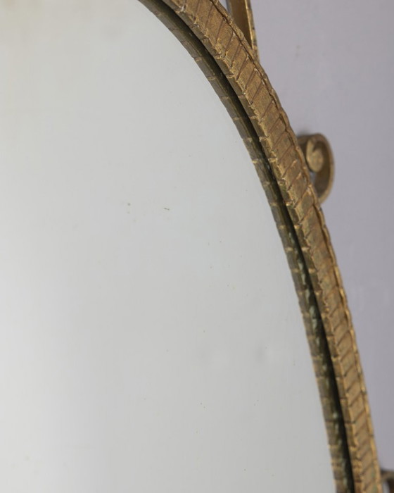 Image 1 of Vintage 1950s gold metal wall mirror designed by Pier Luigi Colli