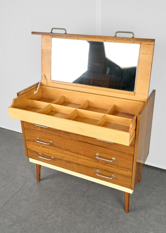 Vintage Chest of Drawers / Vanity Table, 1960s, Czechoslovakia, UP Zavody, Wood, Brown (photo 4 of 17)