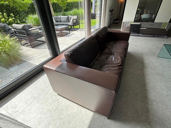 Image 1 of Poltrona Frau Massimo 3-Sitzer Sofa aus Kalbsleder dunkelbraun