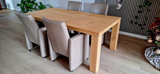 Image 1 of Mesa de comedor de roble claro rústico macizo