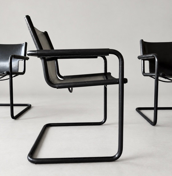 6 Vintage Mart Stam S34 — All Black — Black Leather – Dining chairs, Metal (photo 12 of 15)