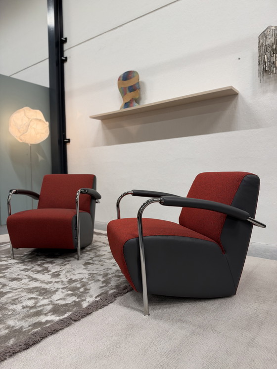 2 Poltrone Leolux Scylla rosso grigio, Altro, Pelle (foto 9 di 9)