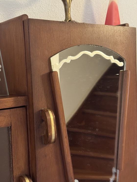 Antique Art Deco Apothecary Cabinet | Stained Glass, Mirror & Brass Fittings | 1920s-1930s – Wall cabinet (photo 11 of 15)