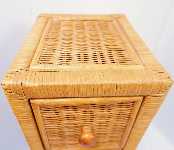 Image 1 of Pair of small vintage wicker chests of drawers with five drawers