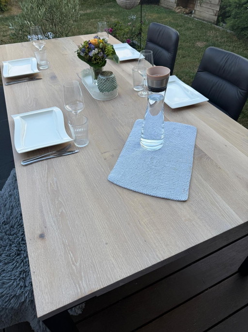 Design dining table ASCO FERRO LINE 220 cm solid oak - new