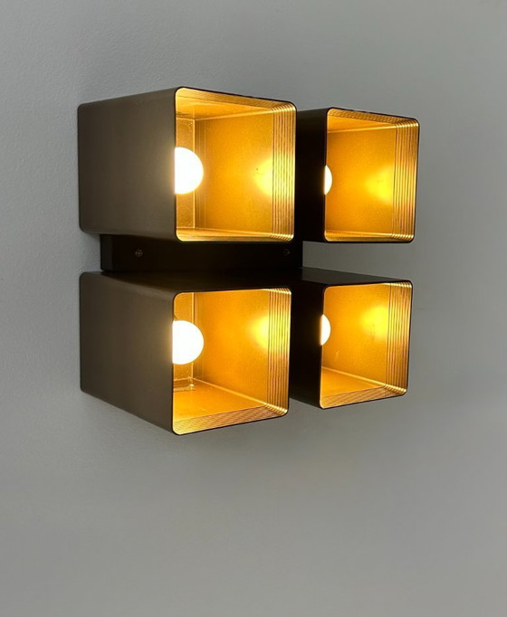Image 1 of Lampada da parete vintage RAAK, P1445, metallo e ABS marrone, Paesi Bassi, 1970