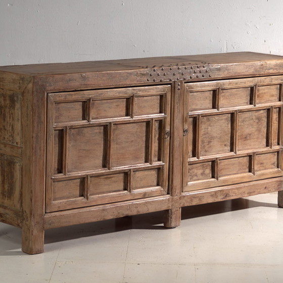Antique panelled sideboard in pine wood – China, circa 1900 – Sideboard cabinet, Iron (photo 4 of 40)