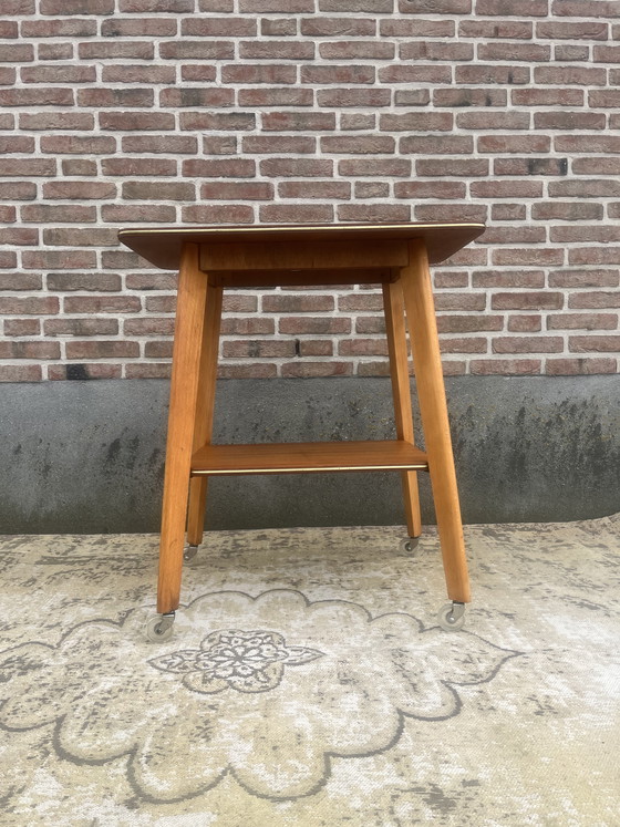 Image 1 of Vintage Danish teak, side table trolley, side table, beautiful tall trolley table