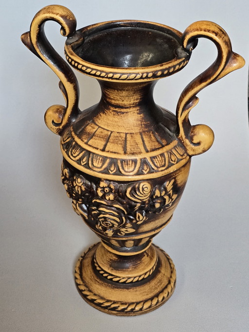 Vintage clay amphora vase - 38cm. High