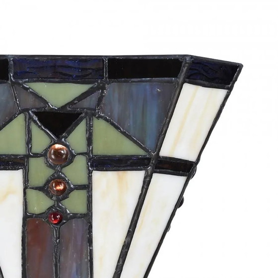 Vierkante Tiffany wandlamp, Wandlampen, Kristal, Glas, Blauw (foto 6 van 6)