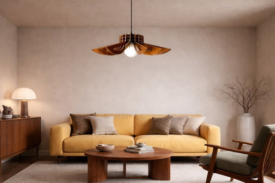 Image 1 of Portugese modulaire houten hanglamp in Scandinavische vintage stijl