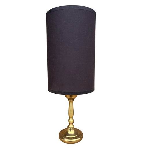 Brass Night Lamp, Table Lamp with Lampshade, Germany, 1970s