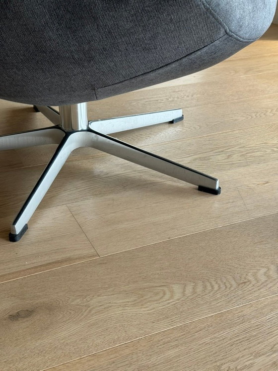 Image 1 of Draaibare design relaxfauteuil met voetensteun (blauwgrijs fluweel)