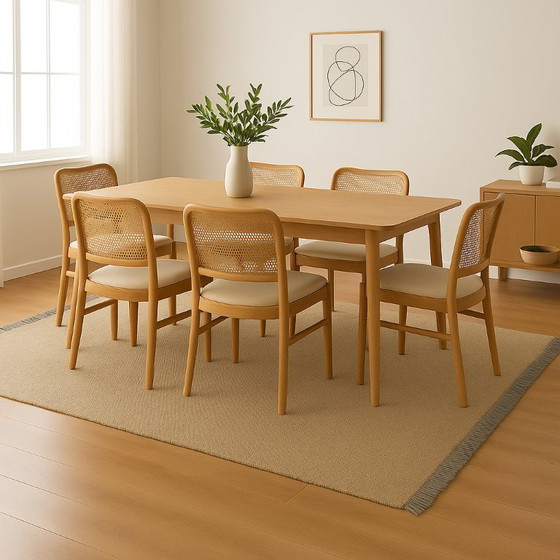 Image 1 of Designteppich 200x300 - Handgefertigt in Ägypten - Ägyptische Wolle - Beige mit grauen Fransen