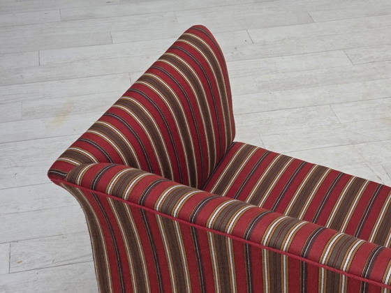 Image 1 of Dänisches 2-Sitzer-Sofa aus den 1960er Jahren, gestreift, rot/mehrfarbig, Möbelwolle