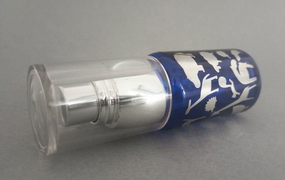 Image 1 of Marco Susani postmodern kobalt/verzilverd parfumflesje Egizia Italië Sottsass Associati jaren 90