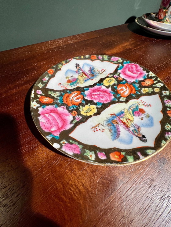 Tazze da tè/caffè giapponesi vintage con piattino e piatto, 2 set, dipinte a mano e decorate in oro, anni (photo 6 of 7)