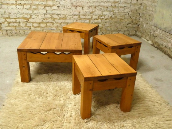 pine living room set, 1980 – Coffee tables, Wood, Vintage (photo 10 of 10)