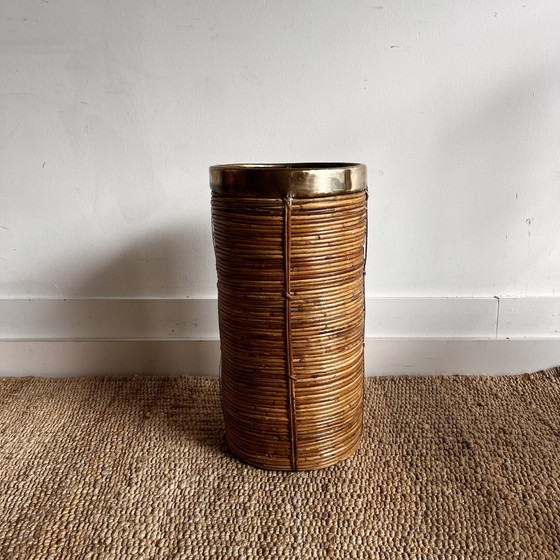 Image 1 of Rotan messing Portaombrelli cestino Vaso Gabriella Crespi Style