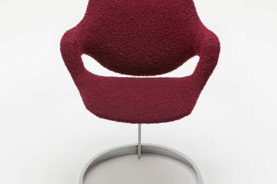 Image 1 of  Sculptural "Scimitar" Dining Set in Burgundy Bouclé - Boris Tabacoff