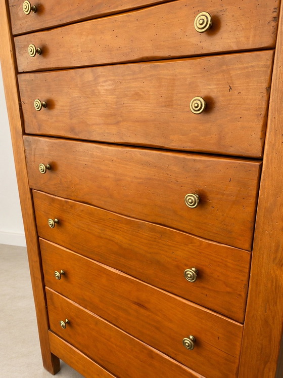 Semainier Chiffonnier francese vintage a 7 cassetti, Cassettiere, Legno, Marrone (foto 7 di 10)