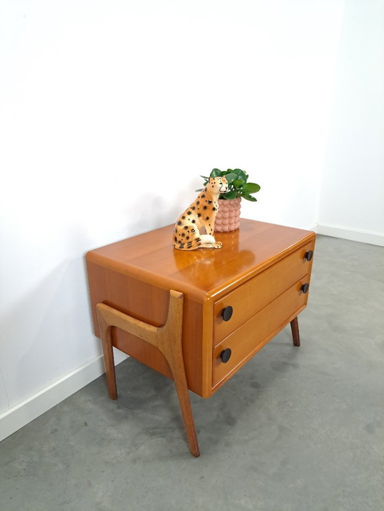 Image 1 of Commode en teck avec poignées en métal noir, meuble TV