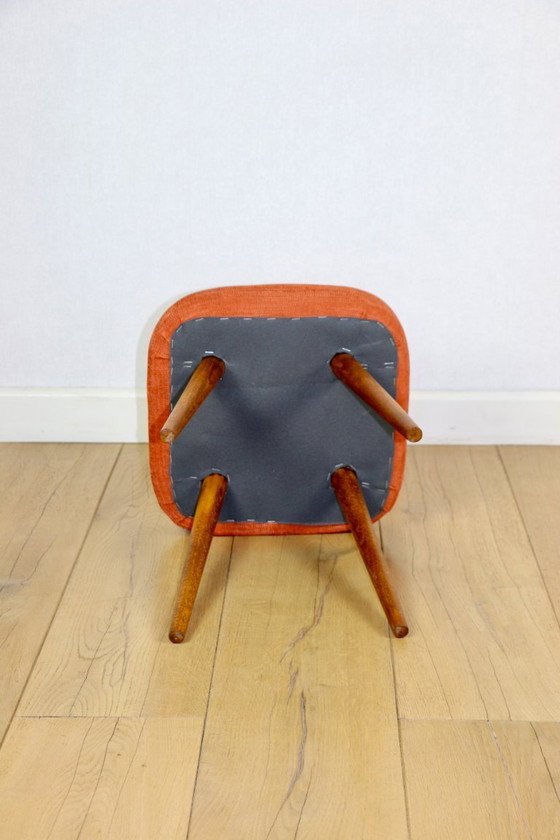 Image 1 of Tabouret carré vintage en terre cuite orange PRL années 1970