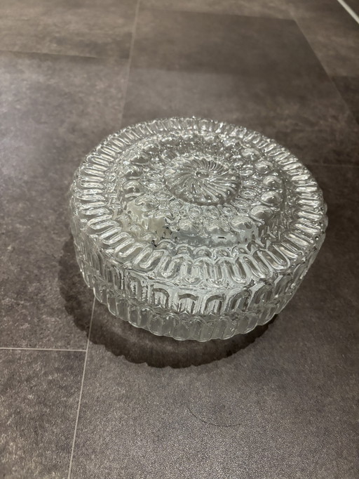 Vintage glazen plafondlamp/ plaffoniere glas