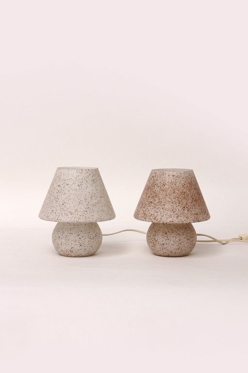 Vintage Glazen Mushroom of Champignon lampjes 1960 Duitsland.