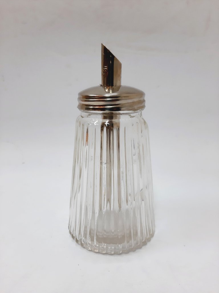 Ancien Sucrier Ou Moutardier En Verre Et Inox - Casalinghi