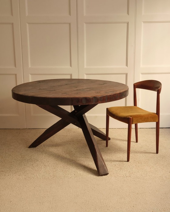 Image 1 of Table ronde en bois - 1950s 