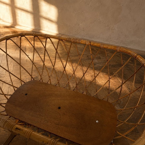 Image 1 of Culla vintage in rattan con supporto, anni '70, Europa
