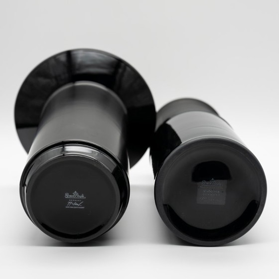 Image 1 of Rare Chic Jan van der Vaart & Tapio Wirkkala Porcelaine Noire Vase Duo Rosenthal